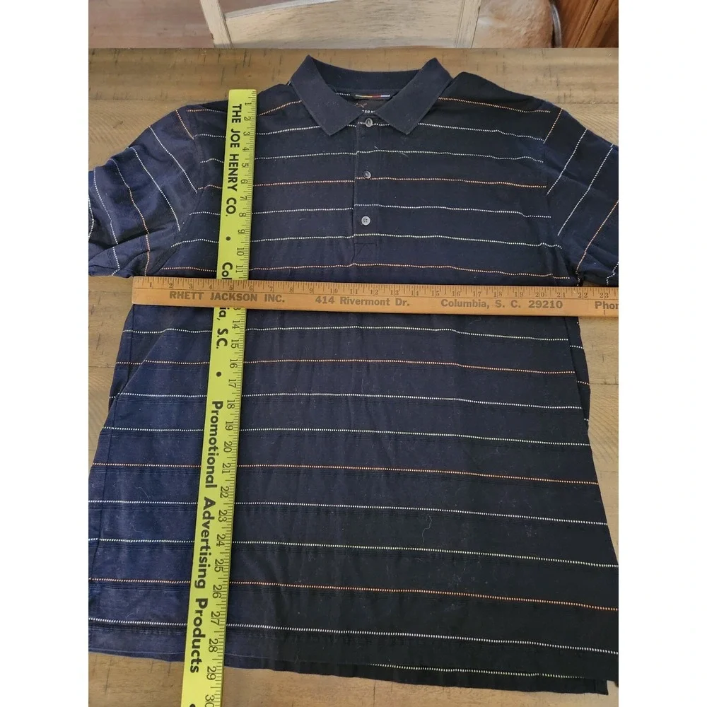 Greg Norman Mens Navy Blue Striped Mercerized Cotton Polo Shirt Large L - Picture 4 of 4